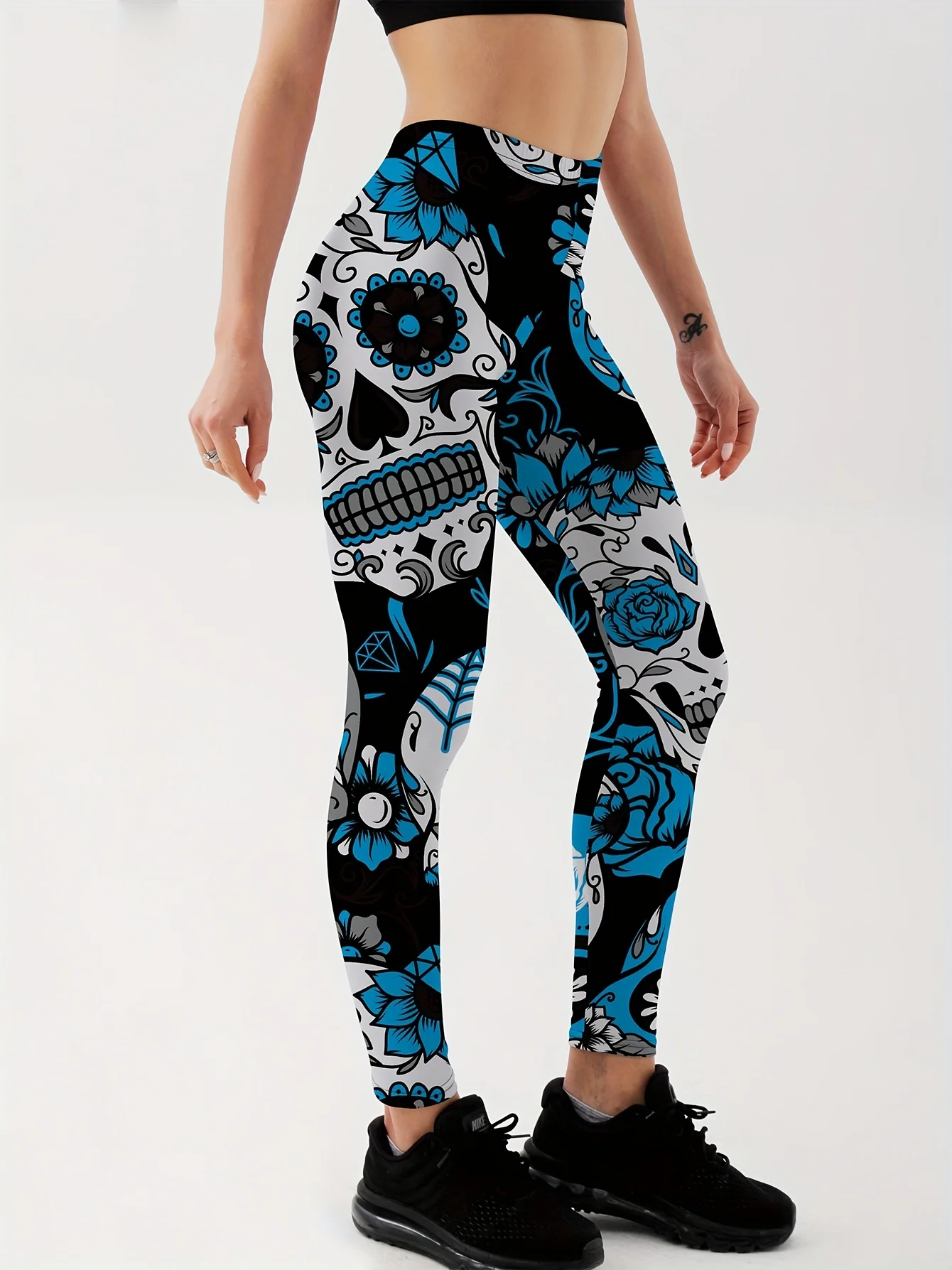 Qickitout Leggings Fitness Slim Women's colorful skull mas Legging Sexy Fashion Stretch Digital Print Pants Cool Trousers