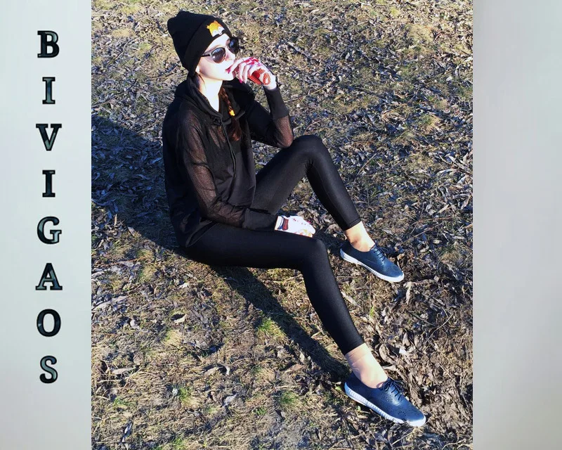 BIVIGAOS Womens Sexy Shiny Stretch Leggings Thin Ankle Pants Legins Slim Black Leggings Gothic Trousers For Women Clothing
