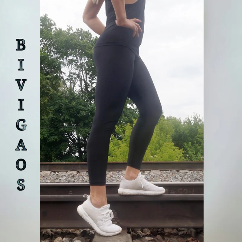 BIVIGAOS Womens Sexy Shiny Stretch Leggings Thin Ankle Pants Legins Slim Black Leggings Gothic Trousers For Women Clothing