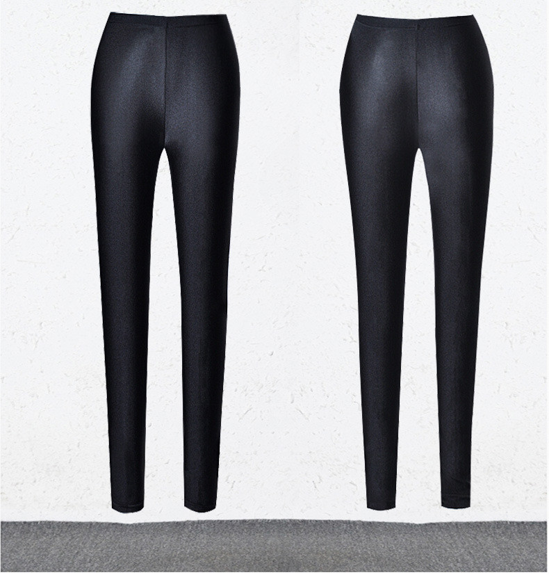 BIVIGAOS Womens Sexy Shiny Stretch Leggings Thin Ankle Pants Legins Slim Black Leggings Gothic Trousers For Women Clothing