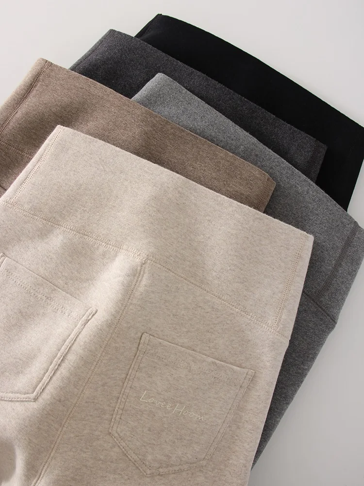 Winter Brown Leggings Women Long Fleece Pants High Waist Velvet Bottom LeggingsWith Pockets Warm Thick Leggings For Women Winter