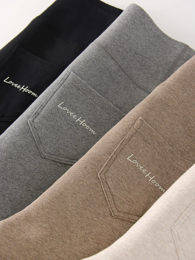 Winter Brown Leggings Women Long Fleece Pants High Waist Velvet Bottom LeggingsWith Pockets Warm Thick Leggings For Women Winter