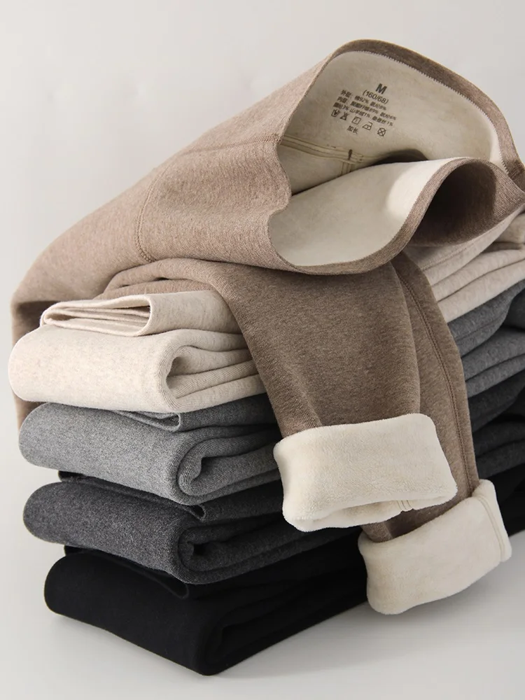 Winter Brown Leggings Women Long Fleece Pants High Waist Velvet Bottom LeggingsWith Pockets Warm Thick Leggings For Women Winter