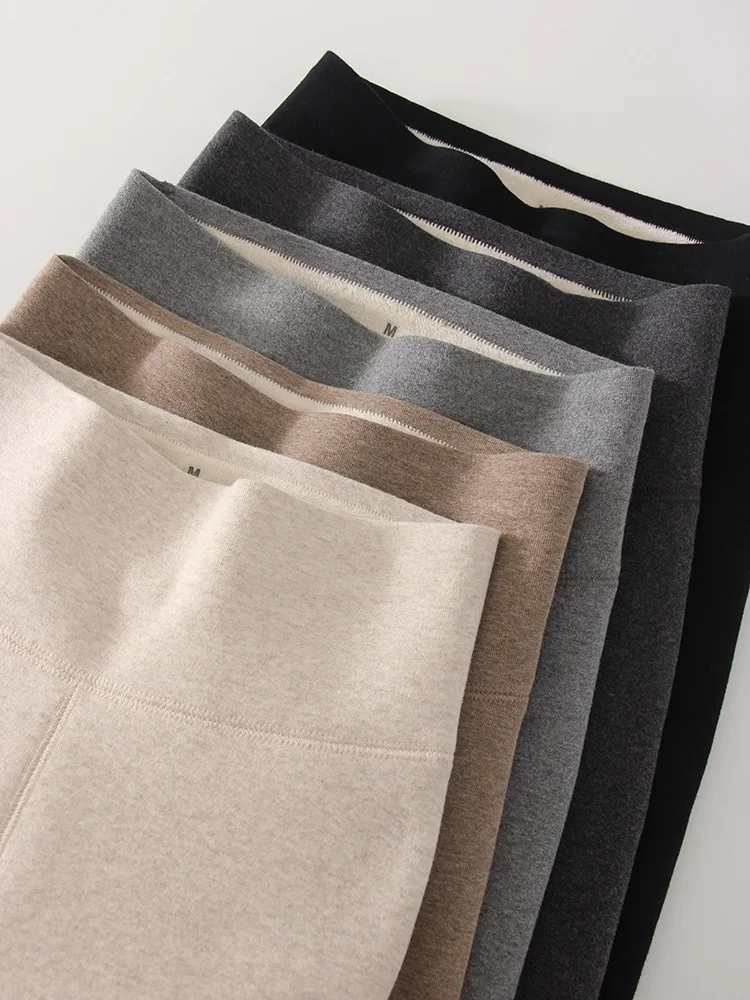 Winter Brown Leggings Women Long Fleece Pants High Waist Velvet Bottom LeggingsWith Pockets Warm Thick Leggings For Women Winter