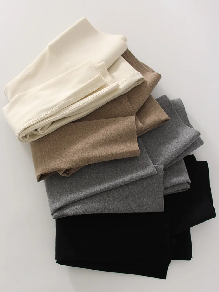 Winter Brown Leggings Women Long Fleece Pants High Waist Velvet Bottom LeggingsWith Pockets Warm Thick Leggings For Women Winter