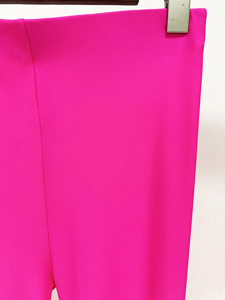 HIGH STREET Newest 2026 Designer Fashion Women's Stretchy Leggings Pants Fluorescent Hot Pink