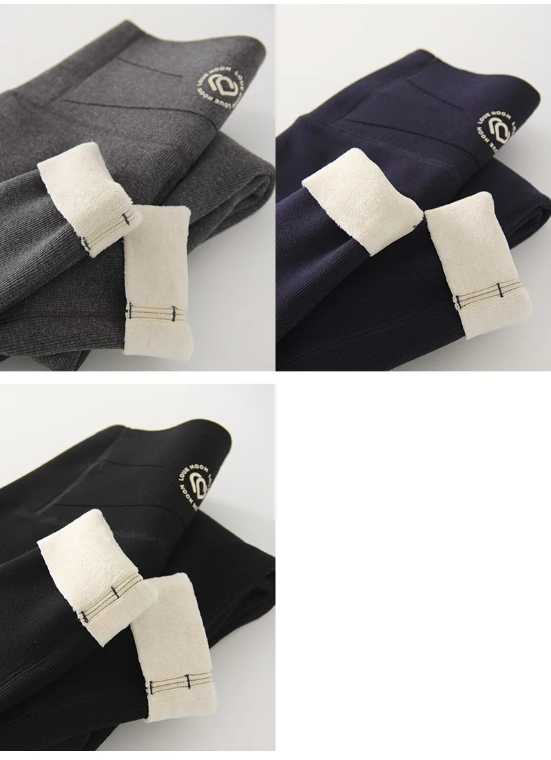 Winter Leggings Women Warm Skinny Velvet Pants High Waist Ribbed Tight Thermal Thick Fleece Pants Ladies Bottom Women Leggings