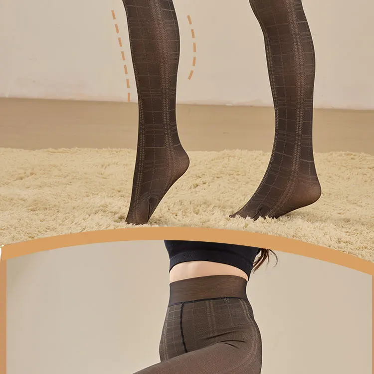 1 Pair Fleece Lined Tights Women Thermal Leggings Sheer Pantyhose Fake Translucent Warm Winter Tight Sexy Leopard Pattern Tights