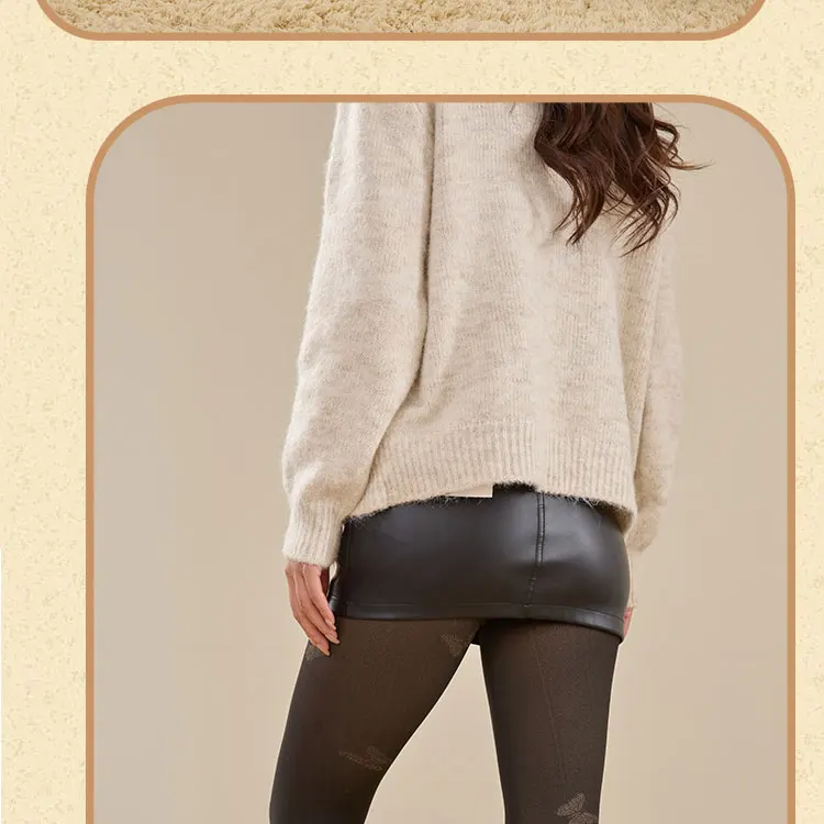1 Pair Fleece Lined Tights Women Thermal Leggings Sheer Pantyhose Fake Translucent Warm Winter Tight Sexy Leopard Pattern Tights
