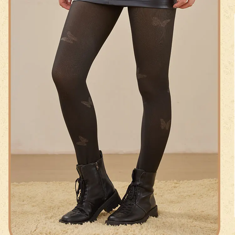 1 Pair Fleece Lined Tights Women Thermal Leggings Sheer Pantyhose Fake Translucent Warm Winter Tight Sexy Leopard Pattern Tights