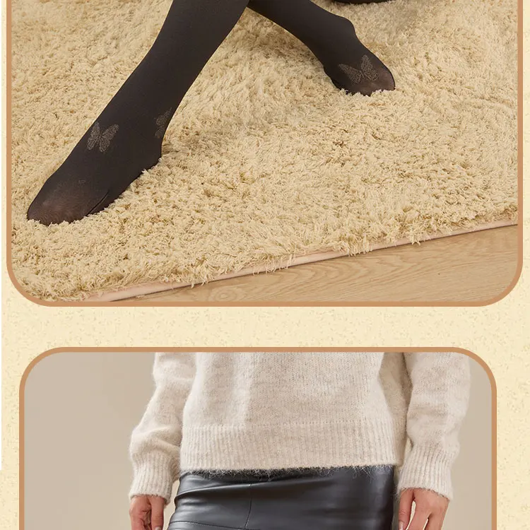1 Pair Fleece Lined Tights Women Thermal Leggings Sheer Pantyhose Fake Translucent Warm Winter Tight Sexy Leopard Pattern Tights