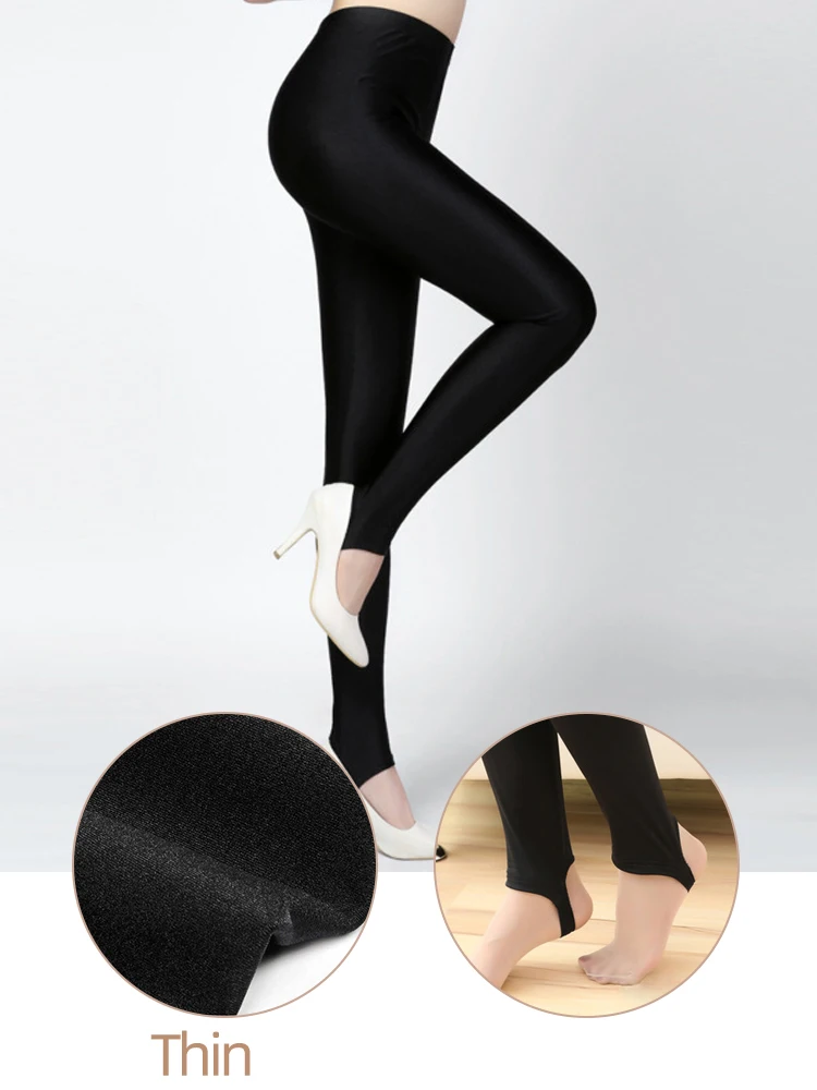 Thermal Leggings Women Winter Warm Bright High Waist Elasticity Tights Wear Out Slim Thin 9 Points Pants for Woman Sexy Legging