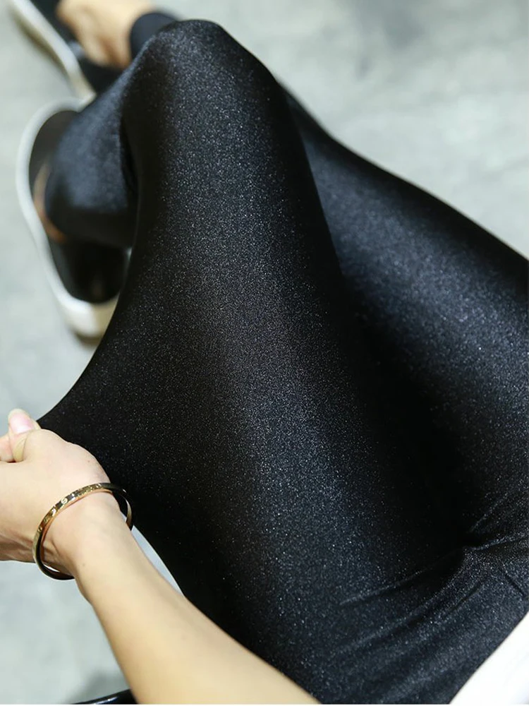 Thermal Leggings Women Winter Warm Bright High Waist Elasticity Tights Wear Out Slim Thin 9 Points Pants for Woman Sexy Legging