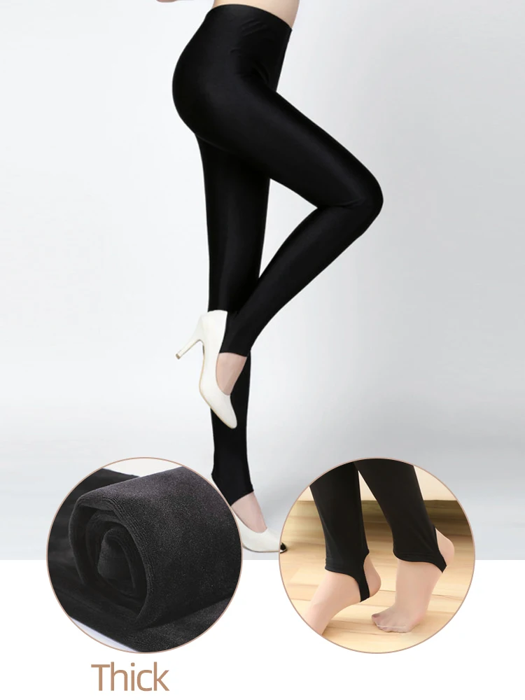 Thermal Leggings Women Winter Warm Bright High Waist Elasticity Tights Wear Out Slim Thin 9 Points Pants for Woman Sexy Legging