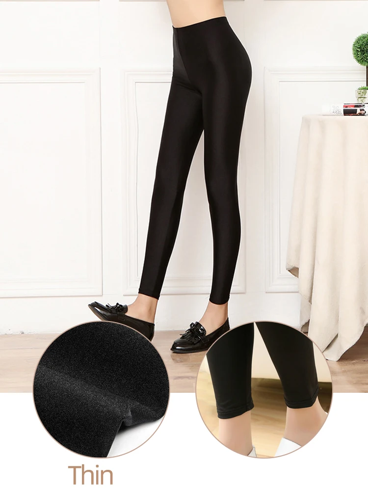 Thermal Leggings Women Winter Warm Bright High Waist Elasticity Tights Wear Out Slim Thin 9 Points Pants for Woman Sexy Legging