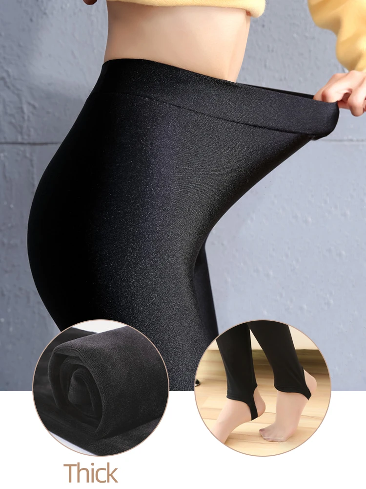 Thermal Leggings Women Winter Warm Bright High Waist Elasticity Tights Wear Out Slim Thin 9 Points Pants for Woman Sexy Legging