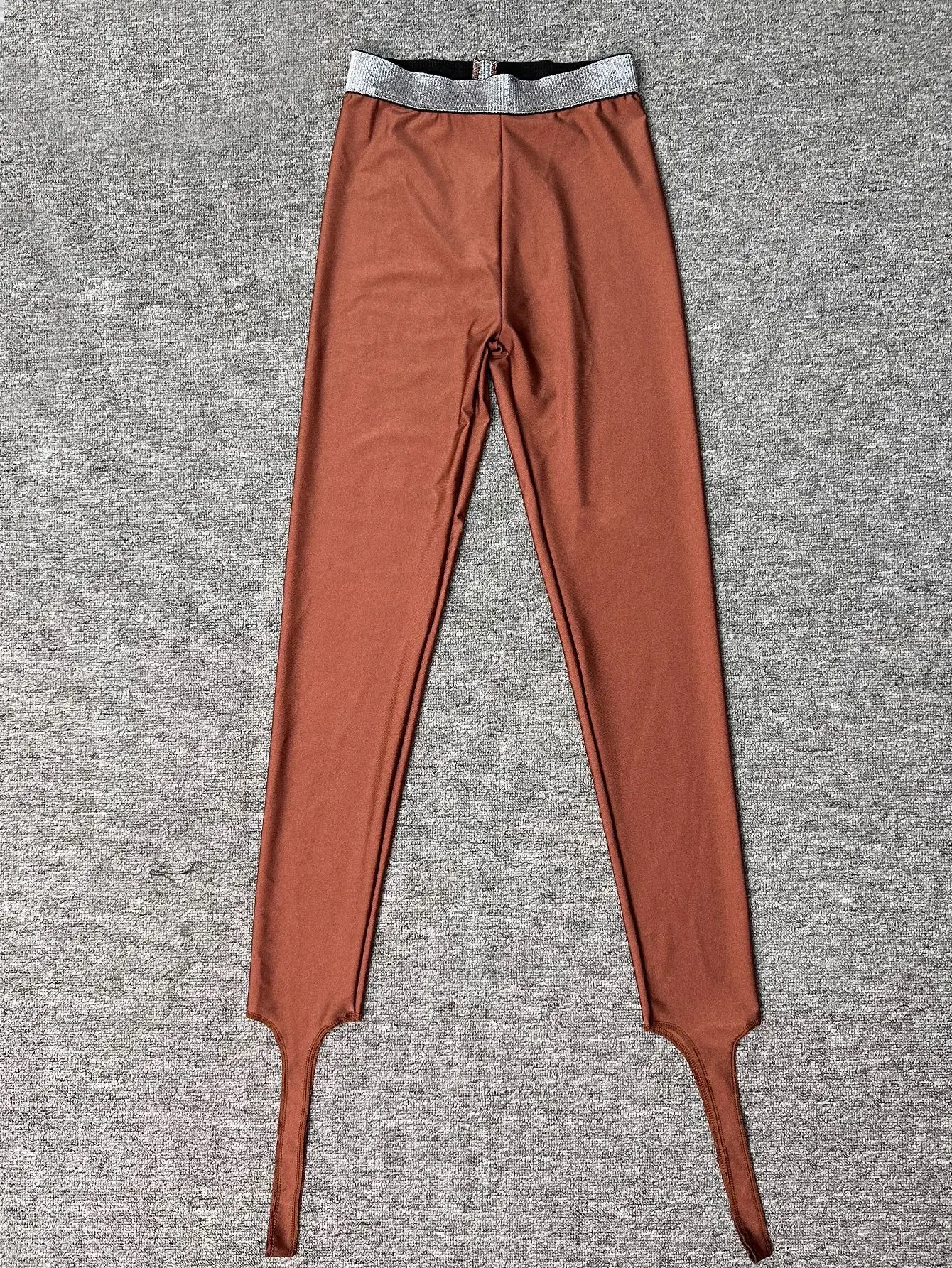 Shiny Stirrup Leggings Shinning Waist Band Yoga Pants Rave Party Outfits, Sexy Sheer Tights Sexy Club