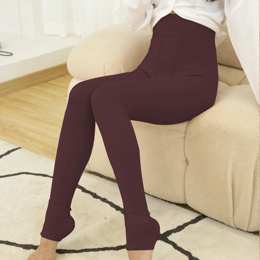 2024 New Winter Leggins Womens Gym Socks High Waist Solid Color Casual Warm Leggings Compression Comfortable Pants