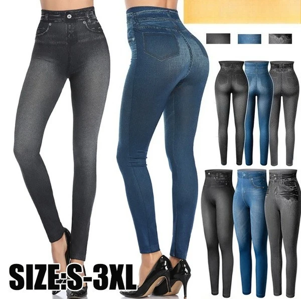 European American High Elasticity Denim Printed Leggings Women's High Waist Slim Leggings Gym Trainning Cycling Fashion Shorts