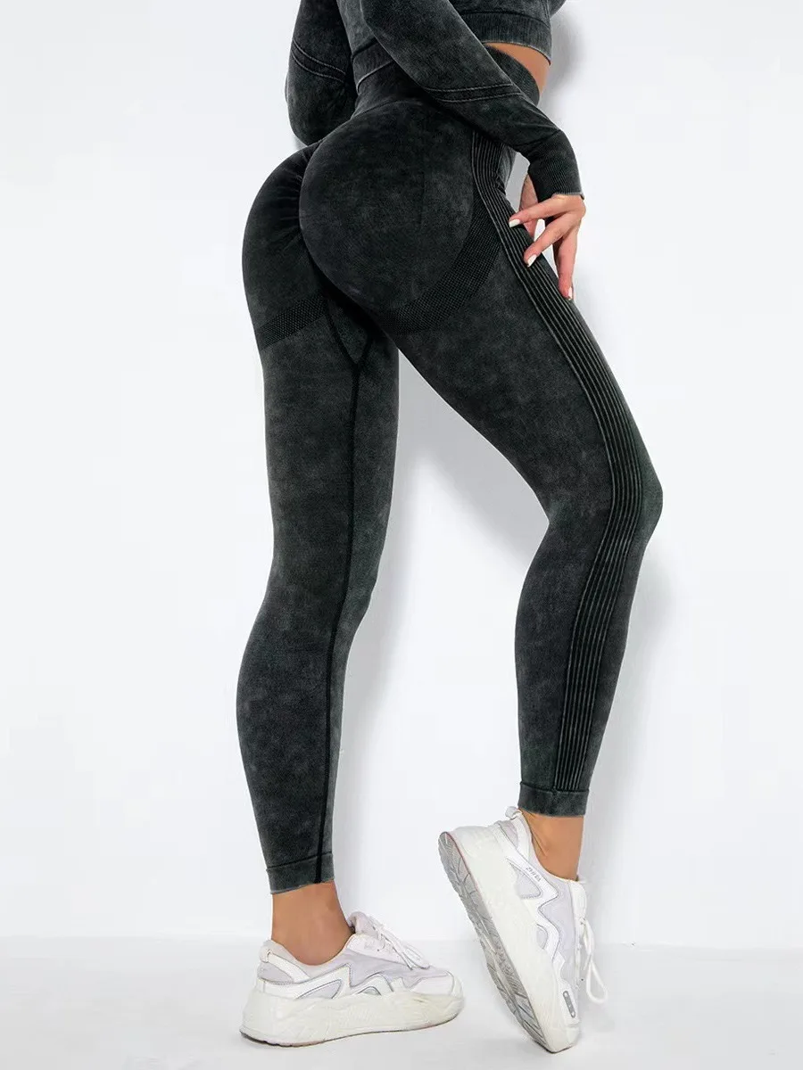 Seamless High Waist Yoga Pants Women Matte Washed Leggings High Elastic Sexy Hip Liftting Gym Workout Running Sports Leggings