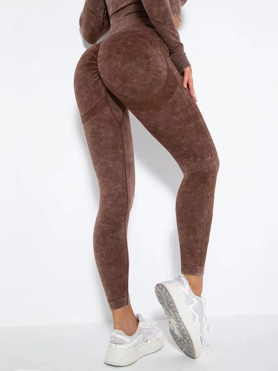 Seamless High Waist Yoga Pants Women Matte Washed Leggings High Elastic Sexy Hip Liftting Gym Workout Running Sports Leggings