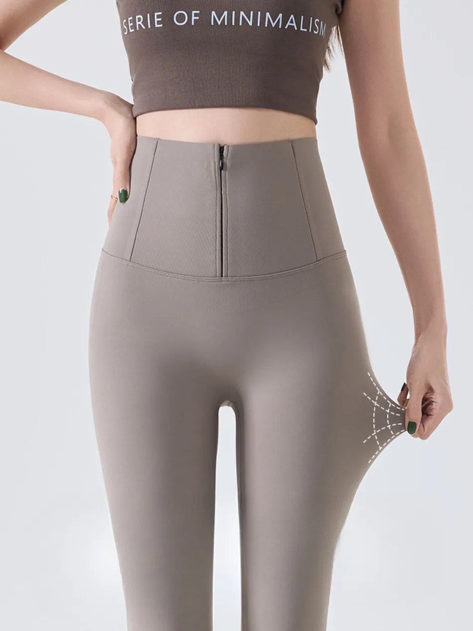 Spring New Zipper Corset Waist Shark Pants Women Slim Push Up Yoga Leggings Running Fitness Female Lady Tights Sexy Girl