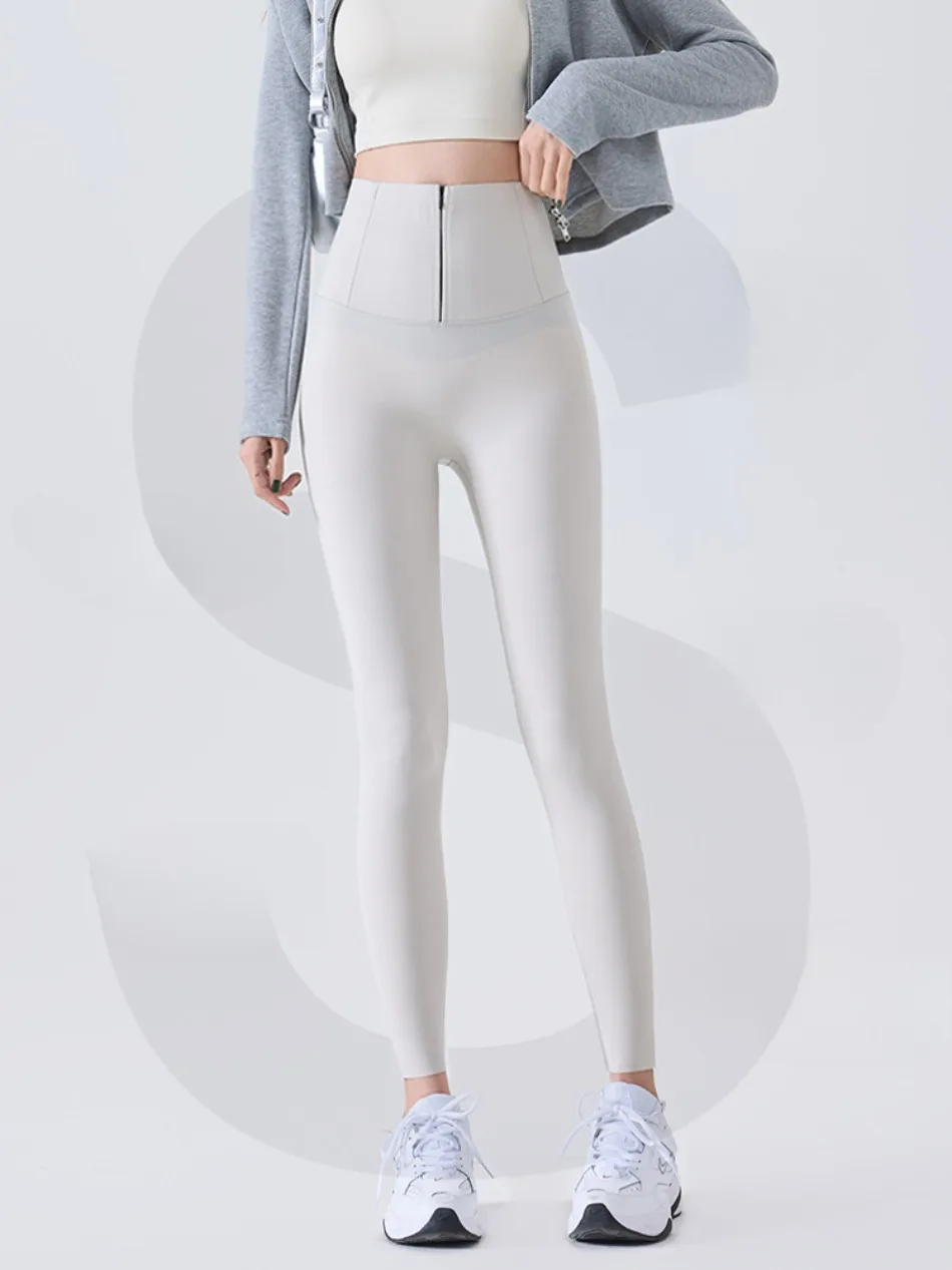 Spring New Zipper Corset Waist Shark Pants Women Slim Push Up Yoga Leggings Running Fitness Female Lady Tights Sexy Girl