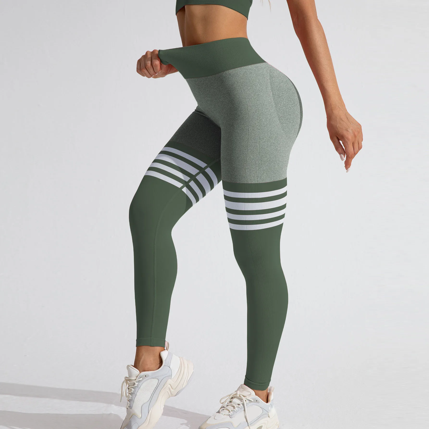 Women V Back Line Leggings Butt Lifting Gym Fitness Athletic Workout Elastic Leggins Outdoor Yoga Pants Sports Training Tights