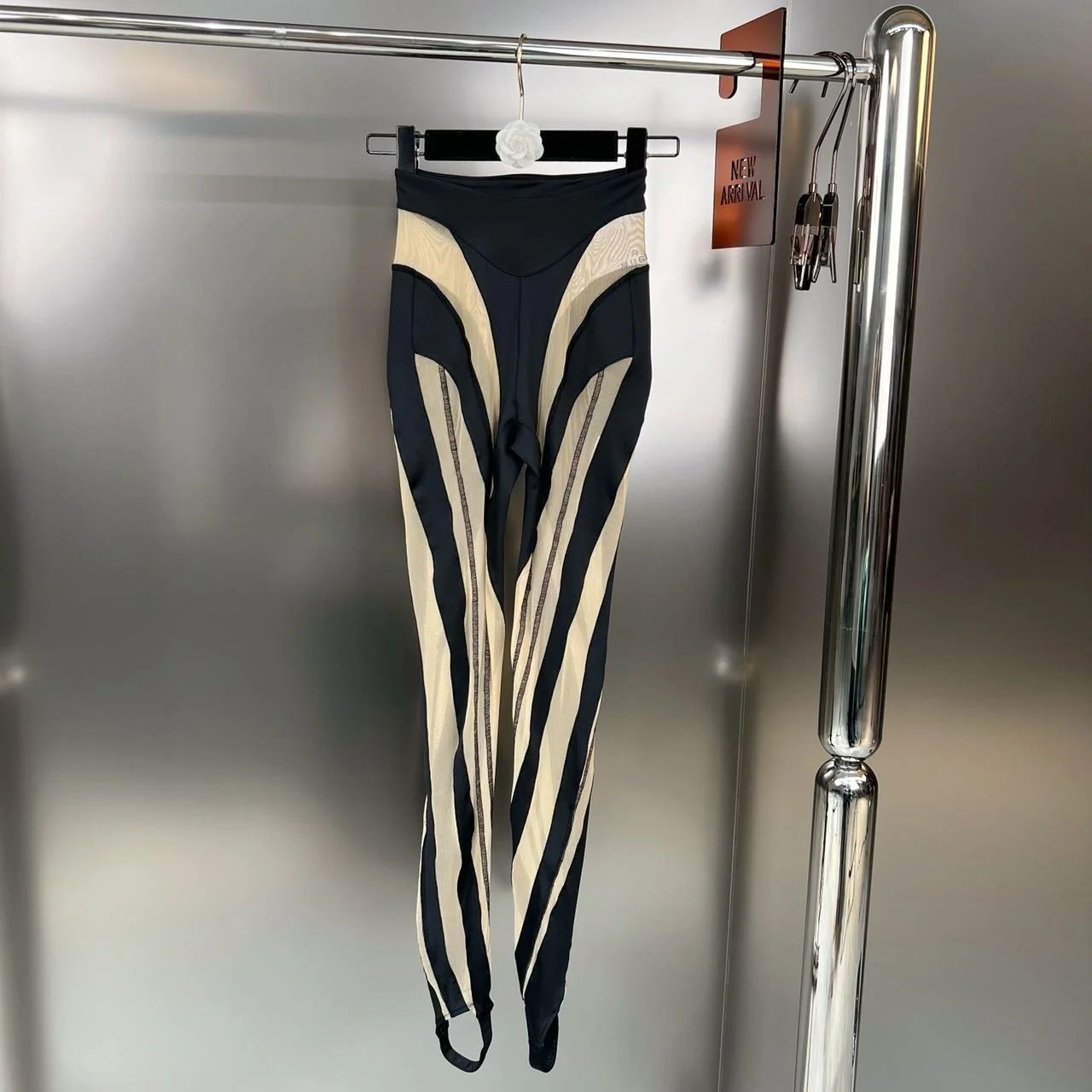 DEAT Fashion Women‘s High Waist Elastic Leggings Vertical Stripes Patchwork Gauze Trousers Female Summer 2024 New Tide WW969