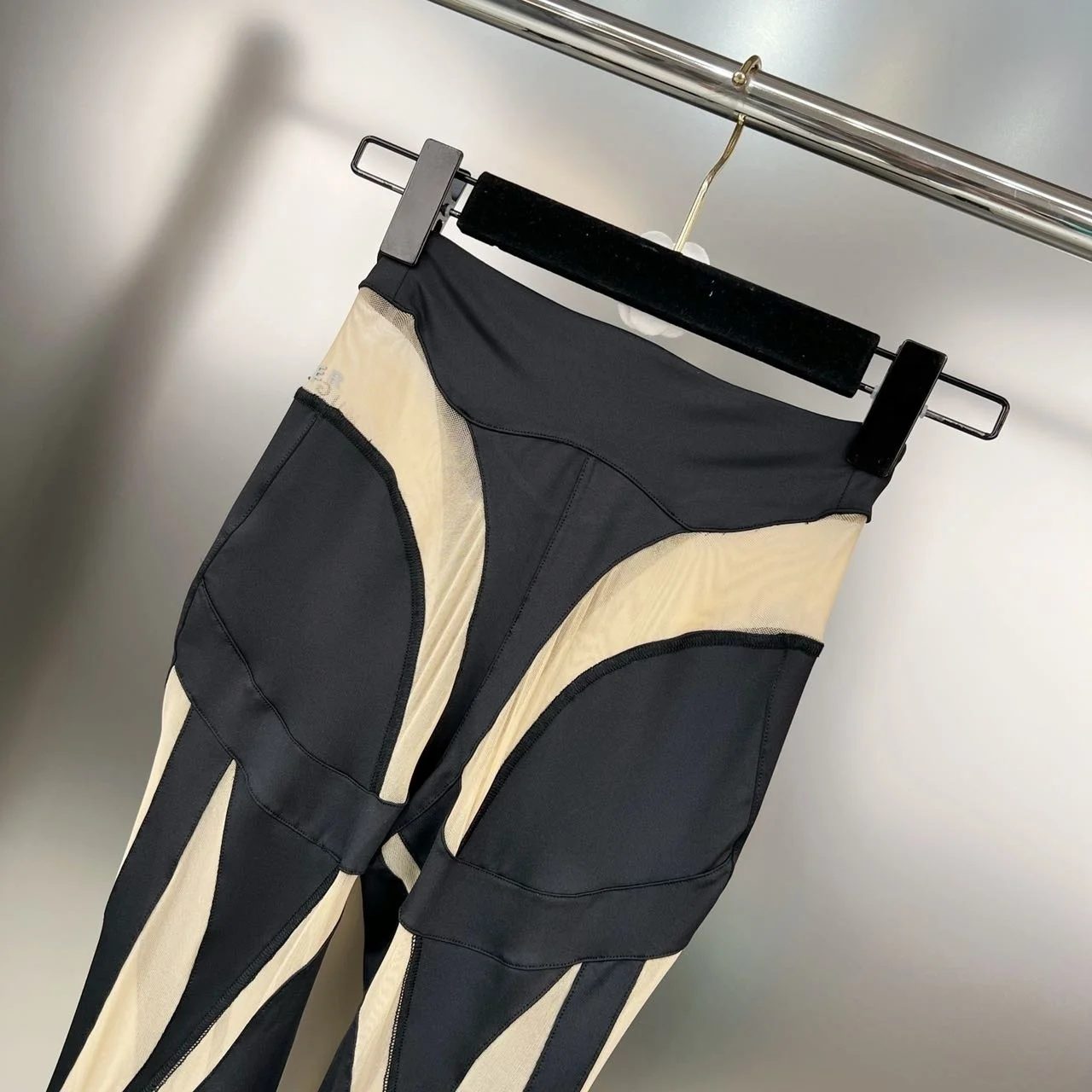 DEAT Fashion Women‘s High Waist Elastic Leggings Vertical Stripes Patchwork Gauze Trousers Female Summer 2024 New Tide WW969