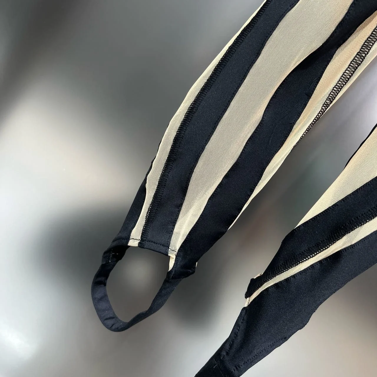 DEAT Fashion Women‘s High Waist Elastic Leggings Vertical Stripes Patchwork Gauze Trousers Female Summer 2024 New Tide WW969