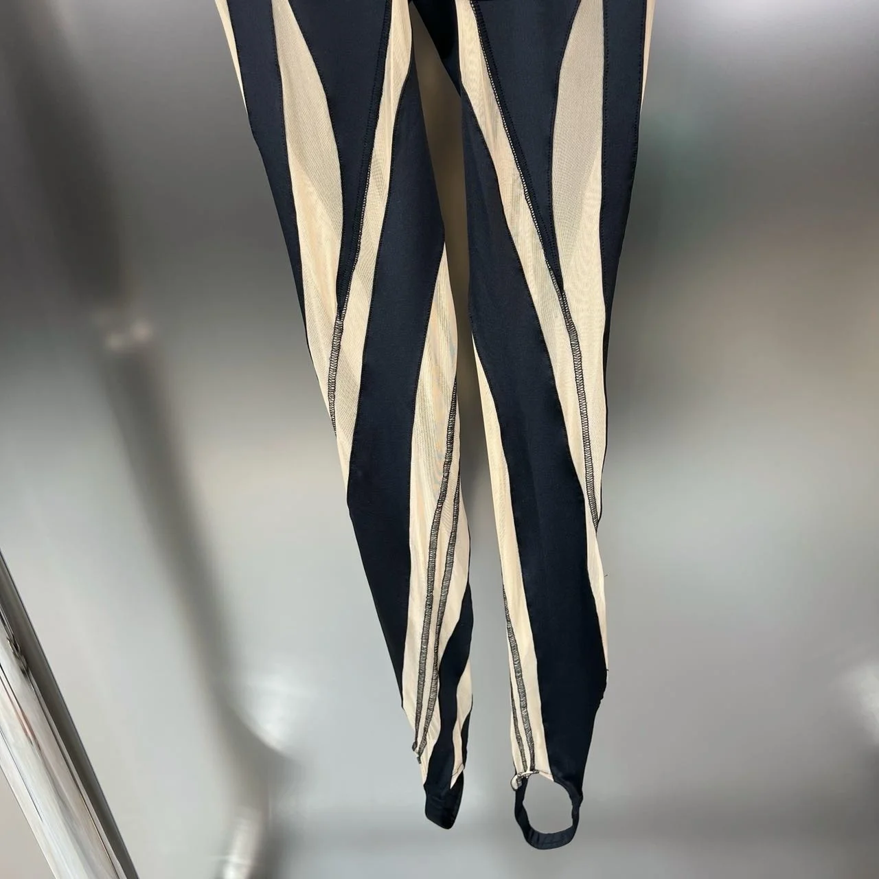DEAT Fashion Women‘s High Waist Elastic Leggings Vertical Stripes Patchwork Gauze Trousers Female Summer 2024 New Tide WW969