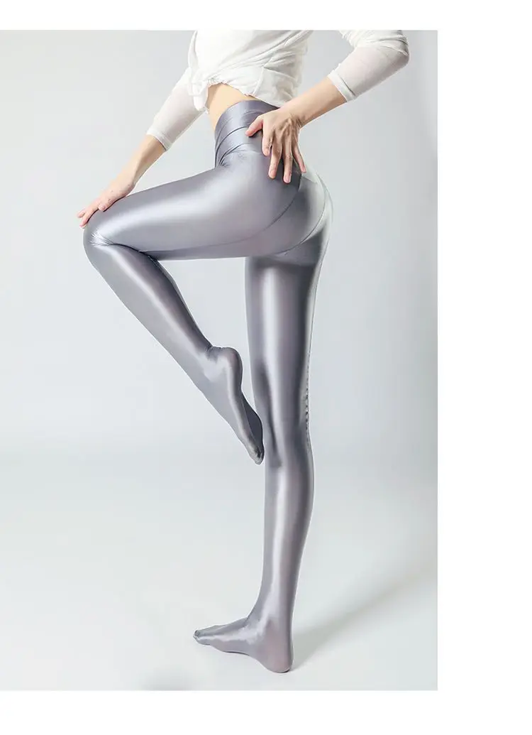 Summer Glossy Satin Leggings Sports Tights Women Pants High Waist Solid Color Slim Fit Casual Running Yoga Gym Leggings 2023