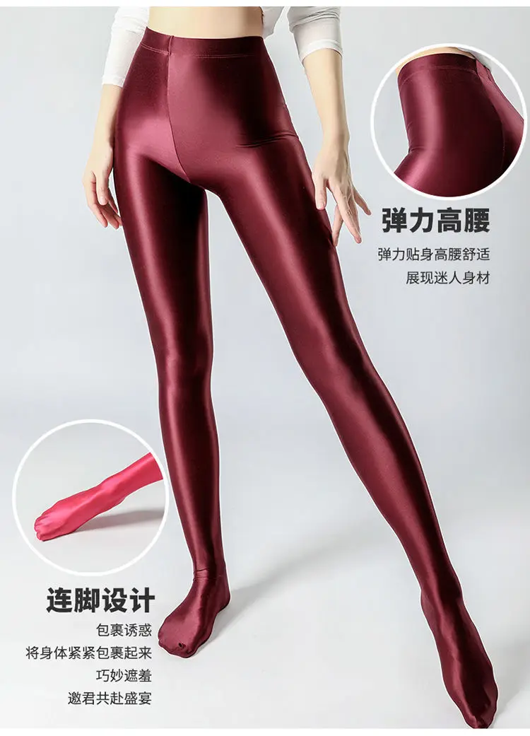 Summer Glossy Satin Leggings Sports Tights Women Pants High Waist Solid Color Slim Fit Casual Running Yoga Gym Leggings 2023