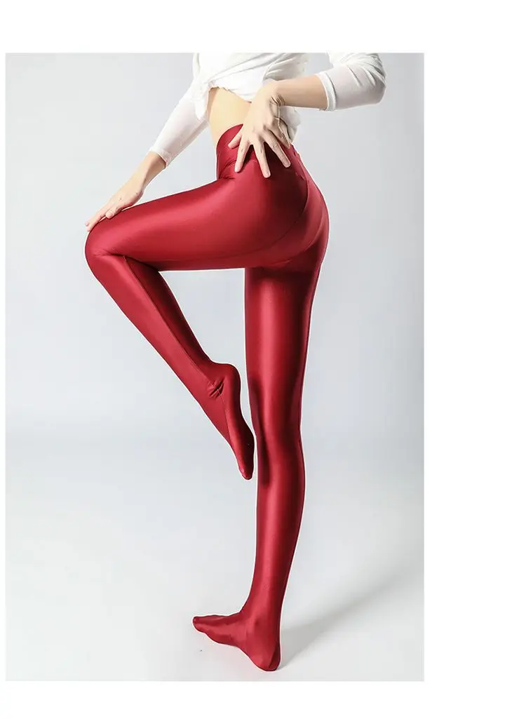 Summer Glossy Satin Leggings Sports Tights Women Pants High Waist Solid Color Slim Fit Casual Running Yoga Gym Leggings 2023
