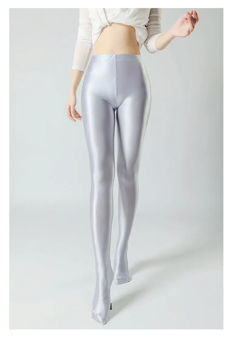 Summer Glossy Satin Leggings Sports Tights Women Pants High Waist Solid Color Slim Fit Casual Running Yoga Gym Leggings 2023