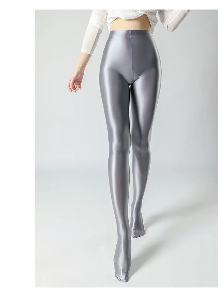 Summer Glossy Satin Leggings Sports Tights Women Pants High Waist Solid Color Slim Fit Casual Running Yoga Gym Leggings 2023