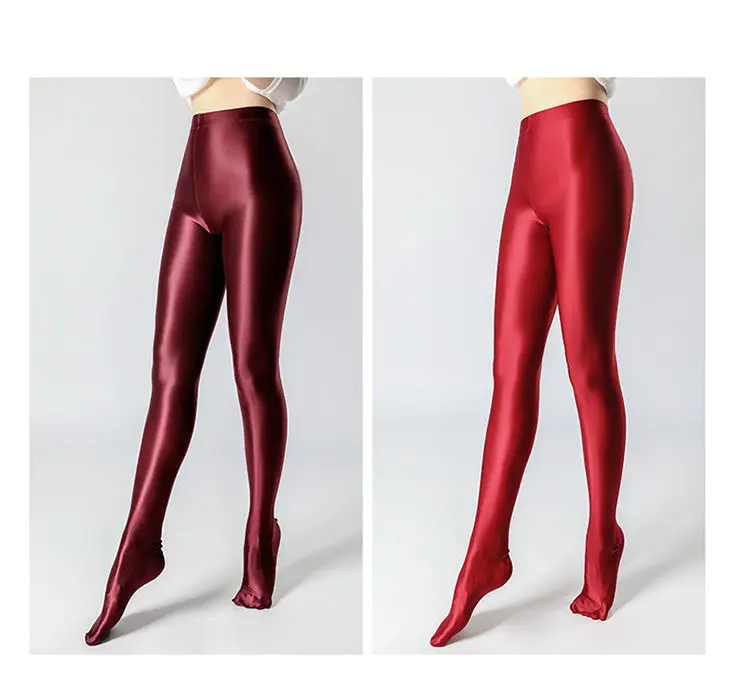 Summer Glossy Satin Leggings Sports Tights Women Pants High Waist Solid Color Slim Fit Casual Running Yoga Gym Leggings 2023