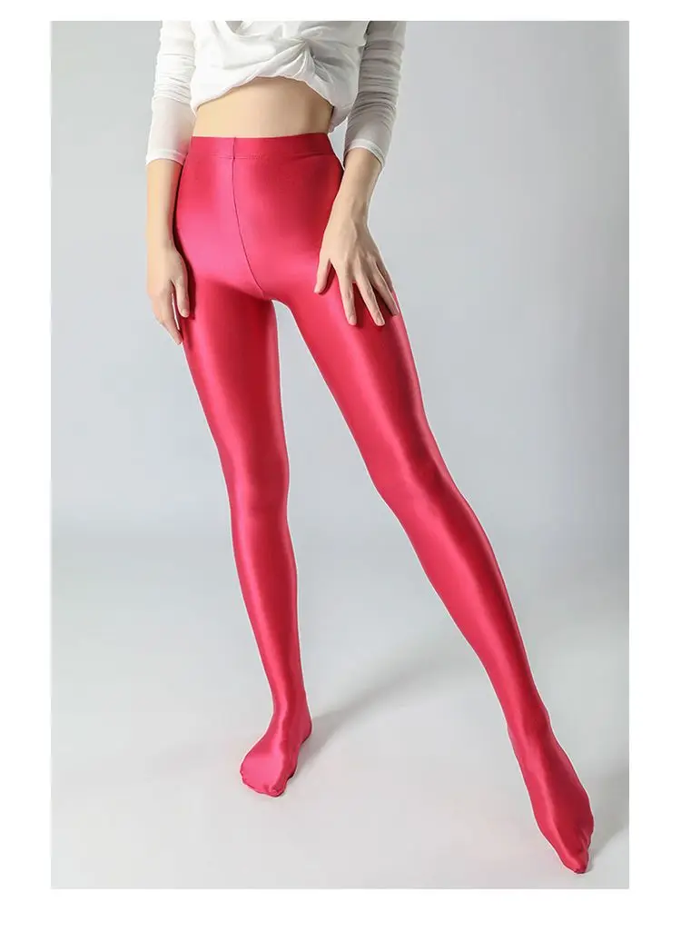 Summer Glossy Satin Leggings Sports Tights Women Pants High Waist Solid Color Slim Fit Casual Running Yoga Gym Leggings 2023