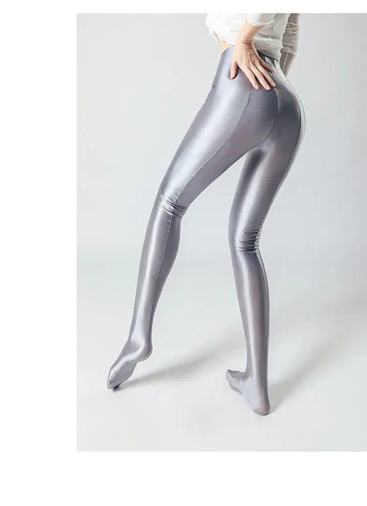 Summer Glossy Satin Leggings Sports Tights Women Pants High Waist Solid Color Slim Fit Casual Running Yoga Gym Leggings 2023
