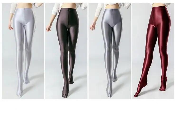 Summer Glossy Satin Leggings Sports Tights Women Pants High Waist Solid Color Slim Fit Casual Running Yoga Gym Leggings 2023