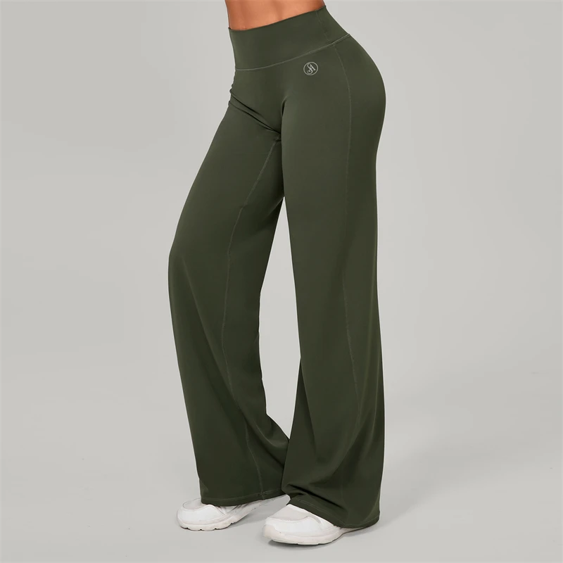 Allure The Brand Women's Pilates Straight Yoga Pants Versatile Loose Wide-Leggings Running Sports Fitness Hip-Lifting Pants