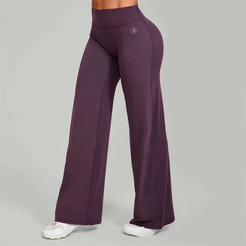 Allure The Brand Women's Pilates Straight Yoga Pants Versatile Loose Wide-Leggings Running Sports Fitness Hip-Lifting Pants