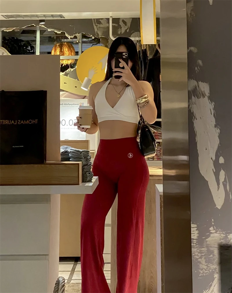 Allure The Brand Women's Pilates Straight Yoga Pants Versatile Loose Wide-Leggings Running Sports Fitness Hip-Lifting Pants