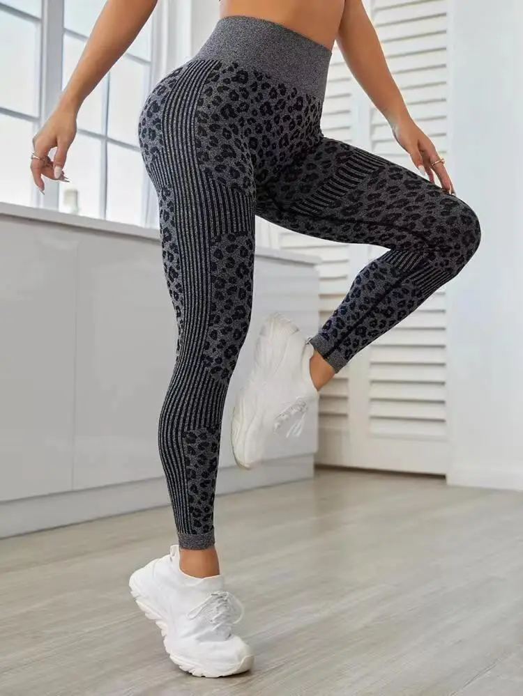 Leopard Seamless Leggings Women High Waist Lifting Hip Honey Peach Hip Fitness Pants Yoga Suit Tight Trainning Sports Pants