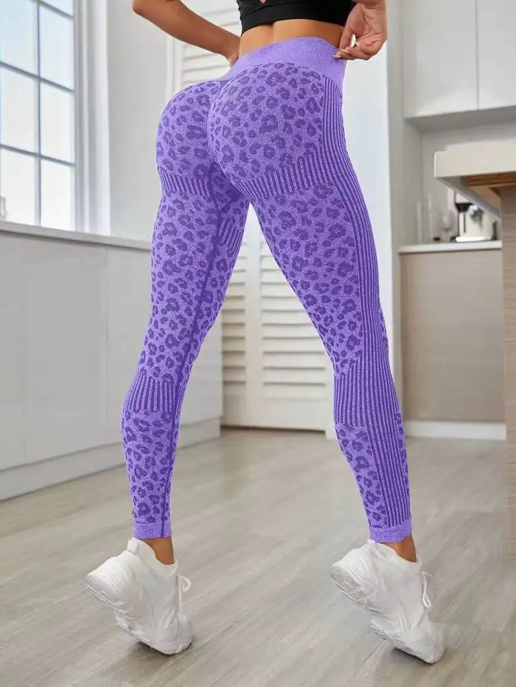 Leopard Seamless Leggings Women High Waist Lifting Hip Honey Peach Hip Fitness Pants Yoga Suit Tight Trainning Sports Pants