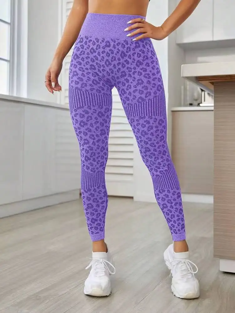 Leopard Seamless Leggings Women High Waist Lifting Hip Honey Peach Hip Fitness Pants Yoga Suit Tight Trainning Sports Pants
