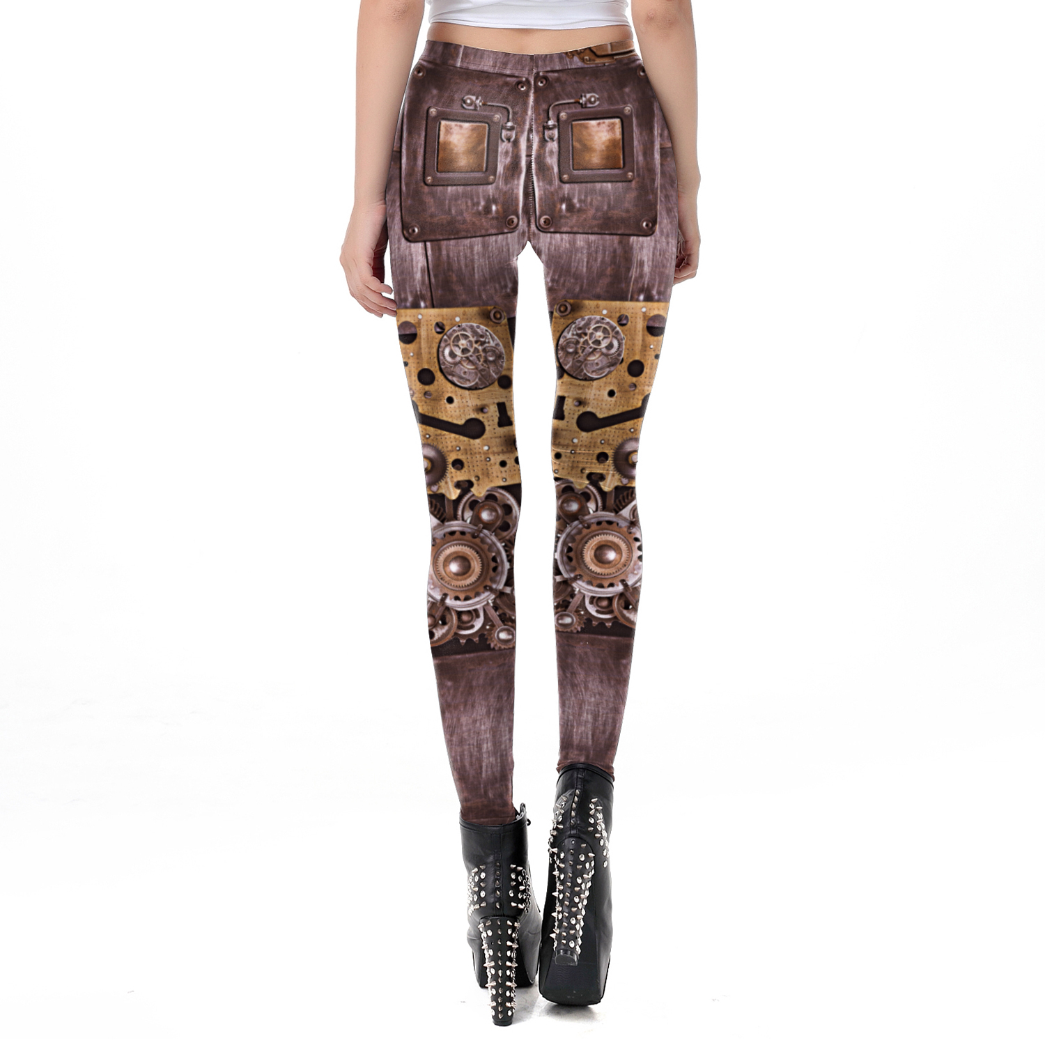 NADANBAO Steampunk Series Leggings Fashion Retro Gear Machinery Print Trousers Women Sexy Elastic Pants Fitness Slim Leggings