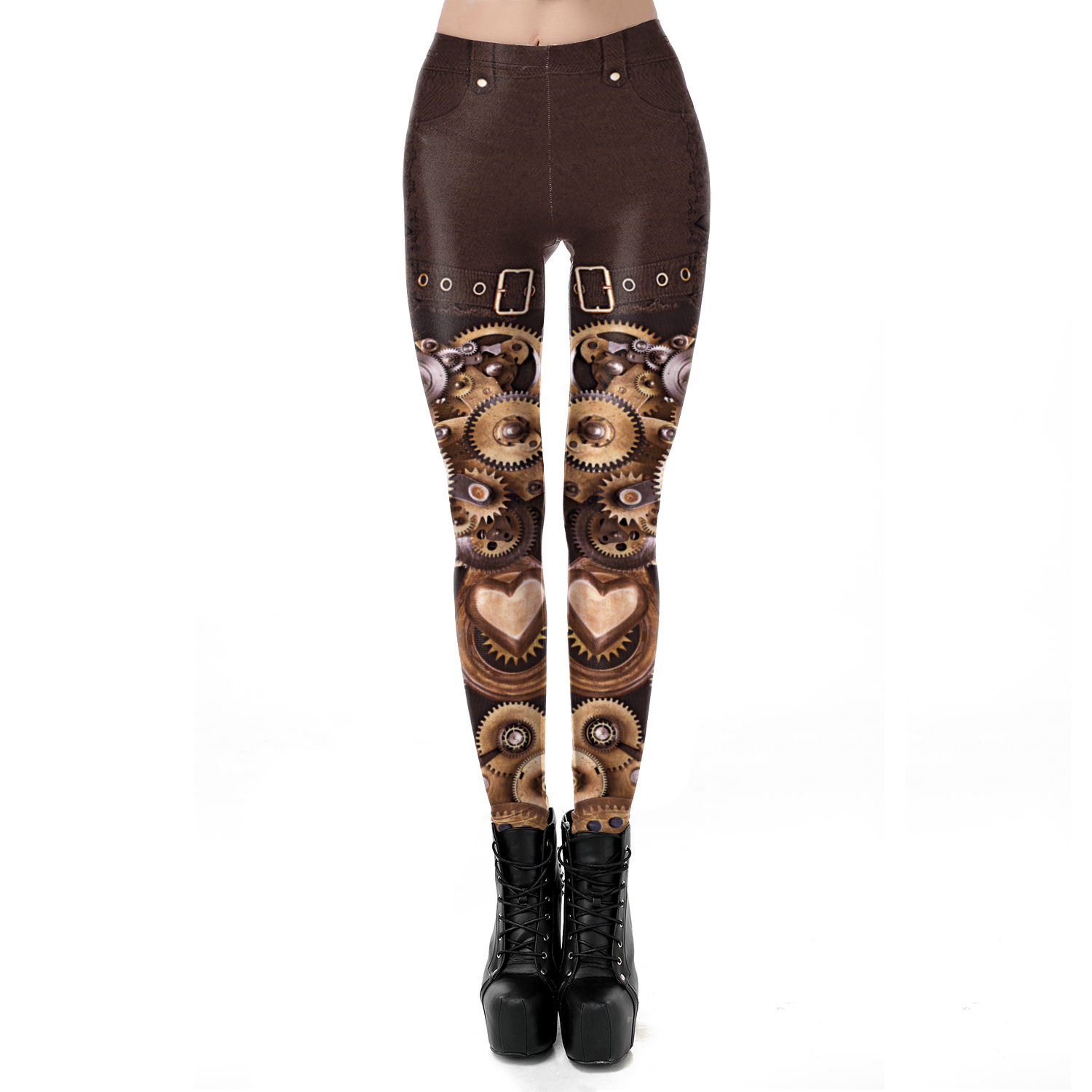 NADANBAO Steampunk Series Leggings Fashion Retro Gear Machinery Print Trousers Women Sexy Elastic Pants Fitness Slim Leggings