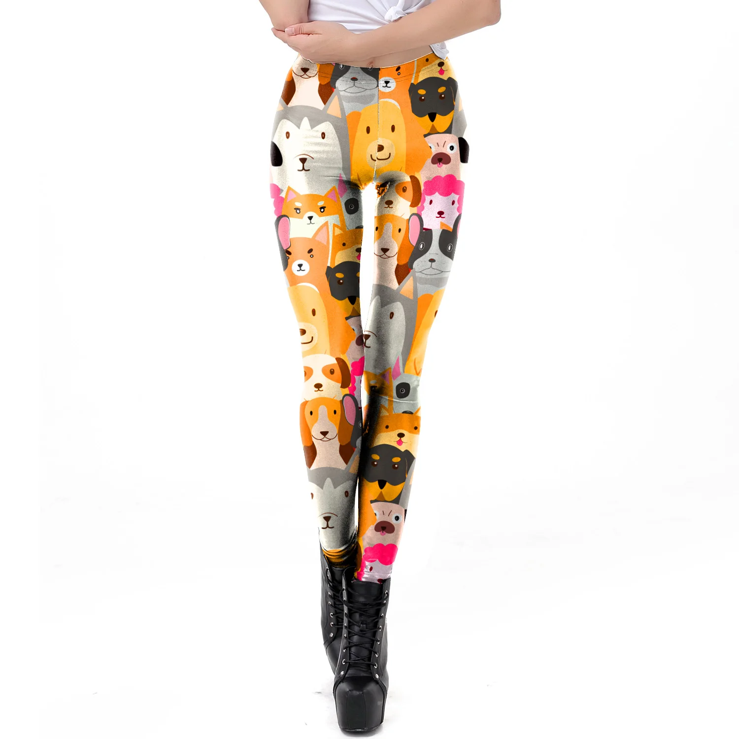 NADANBAO New Cartoon Women Leggings Cat Print Elastic Fitness Leggins High Quality Polyester Mid Waist Legins Spring